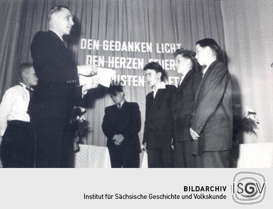 Jugendweihefeier 1958 in der Mittelschule Bockau