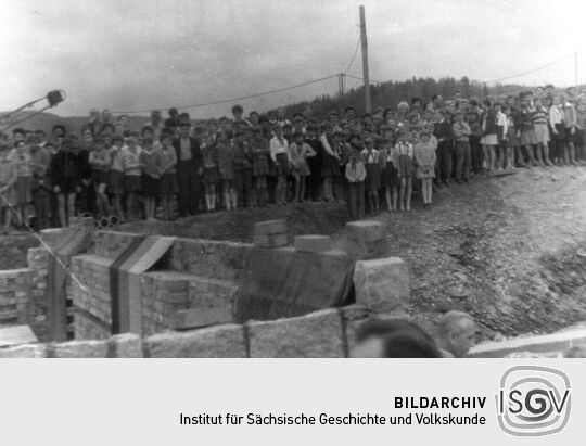 Grundsteinlegung zur Schule in Bockau 1963