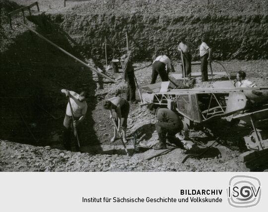 Bau des Schulgebäudes in Bockau