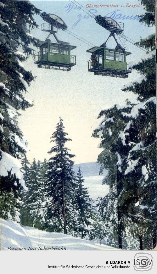 Postkarte: Personen-Seil-Schwebebahn Oberwiesenthal i. Erzgeb.