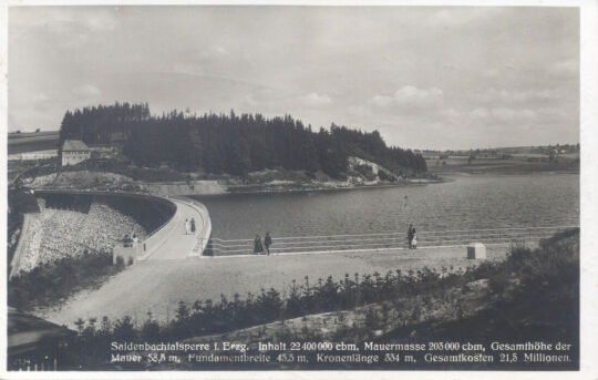 Postkarte - Saidenbachtalsperre bei Lengefeld (Höhe 58,5m, Krone 334m)