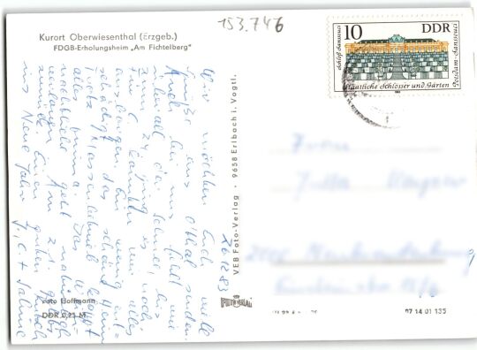 Postkarte: 'FDGB-Erholungsheim "Am Fichtelberg" '