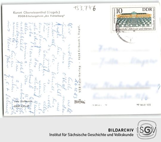 Postkarte: 'FDGB-Erholungsheim "Am Fichtelberg" '