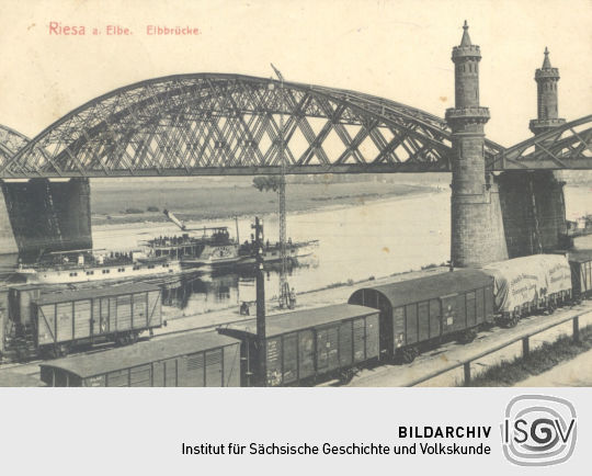 Postkarte - Riesa a. Elbe - Elbbrücke