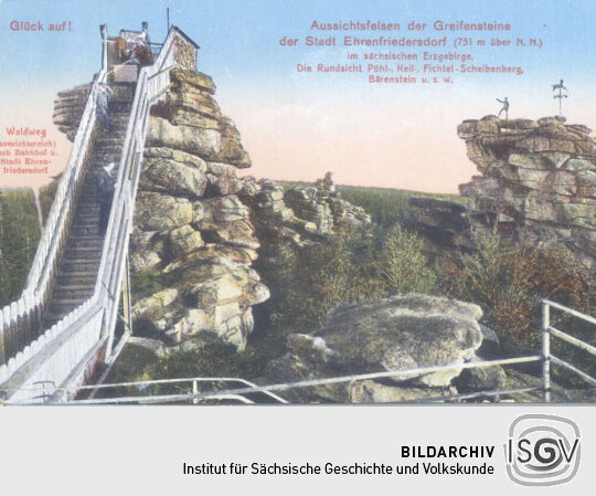 Postkarte - Aussichtsfelsen der Greifensteine - Ehrenfriedersdorf
