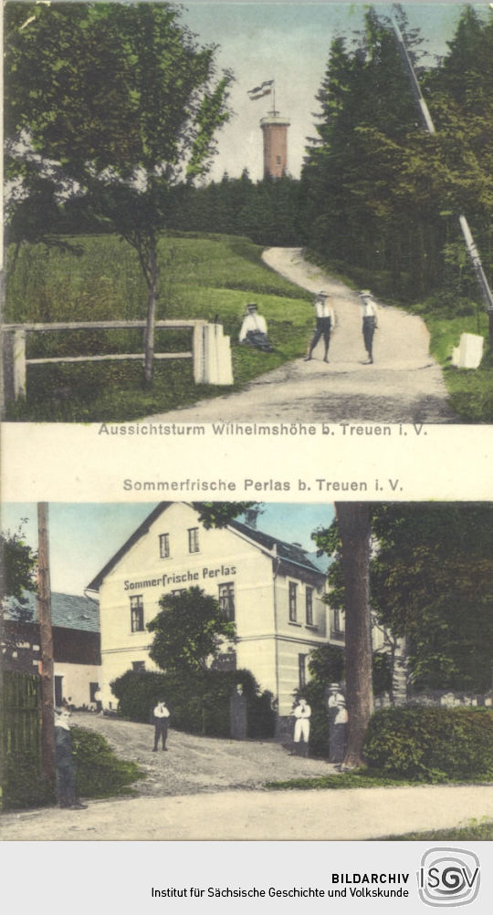 Postkarte - Aussichtsturm und Sommerfrische b. Treuen i.V.