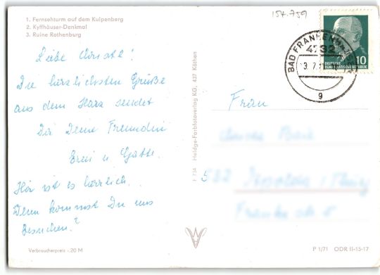 Postkarte 'Gruss vom Kyffhäuser'