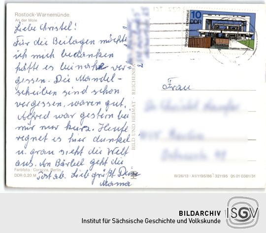 Postkarte 'Rostock-Warnemünde, An der Mole"