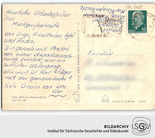 Postkarte 'Markgrafenheide'