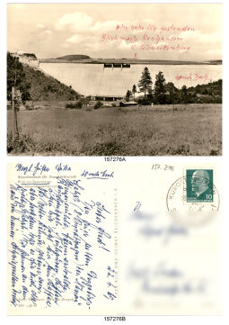 Bild: Postkarte 'Rauschenbach (Kr. Brand-Erbisdorf); Blick zur Sperrmauer der Rauschenbachtalsperre'
