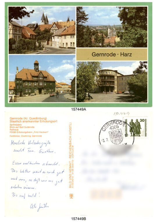 Postkarte 'Gernrode - Harz'