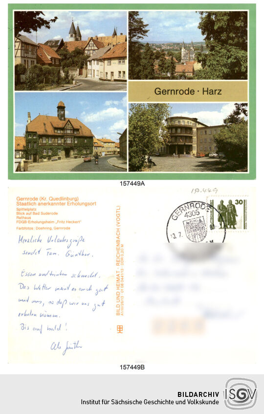 Postkarte 'Gernrode - Harz'