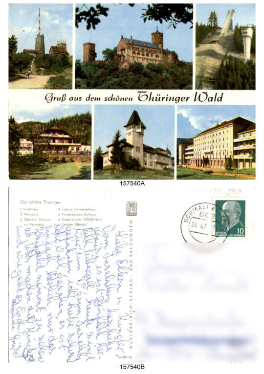 Postkarte 'Gruß aus dem schönen Thüringer Wald"