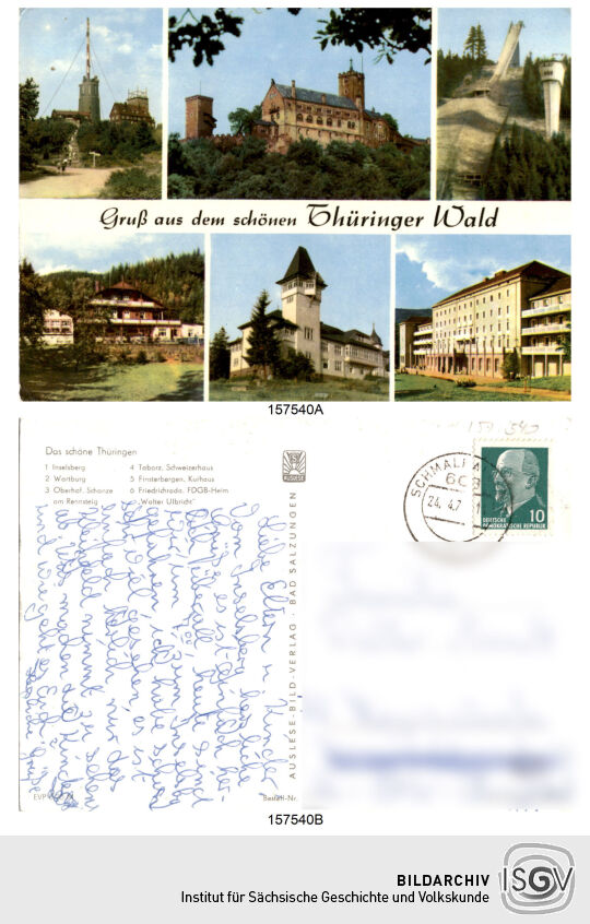 Postkarte 'Gruß aus dem schönen Thüringer Wald"