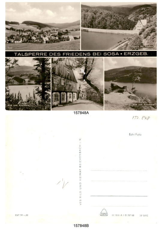 Postkarte 'Talsperre des Friedens bei Sosa - Erzgeb.'