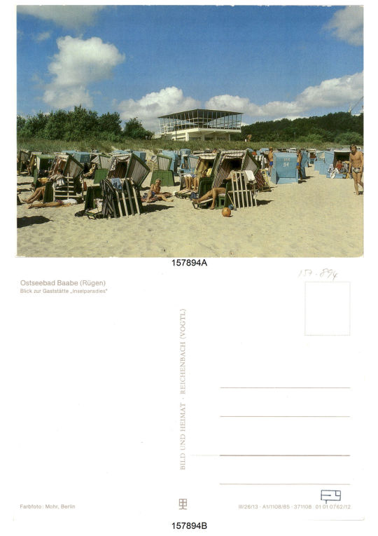 Postkarte 'Ostseebad Baabe (Rügen) Blick zur Gaststätte "Inselsparadies" '