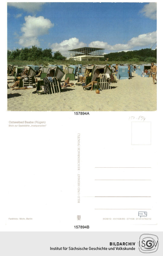 Postkarte 'Ostseebad Baabe (Rügen) Blick zur Gaststätte "Inselsparadies" '