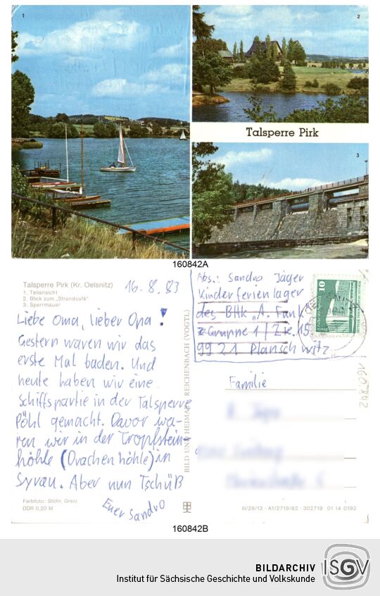 Postkarte 'Talsperre Pirk'