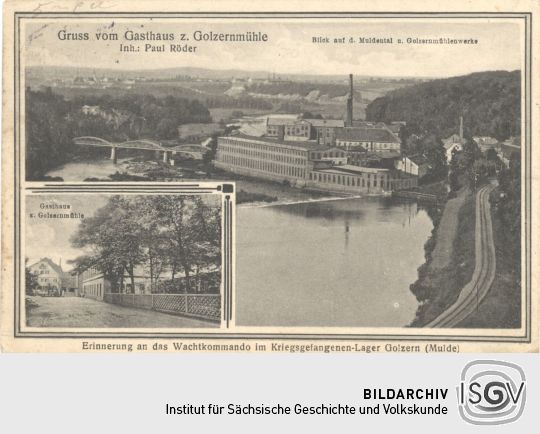 Postkarte der Mulde bei Golzern