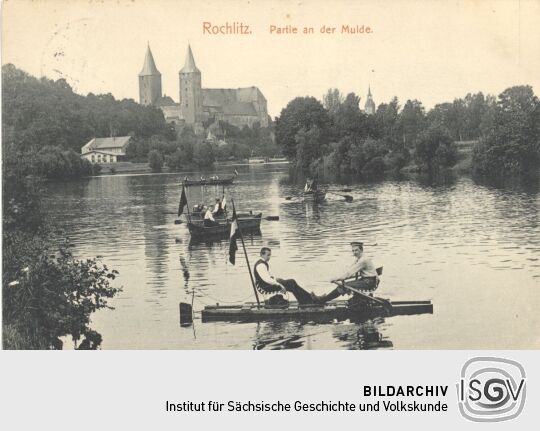 Postkarte der Mulde in Rochlitz
