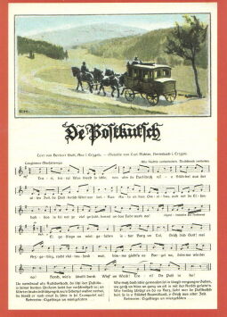 Bild: Liedpostkarte "De Postkutsch"