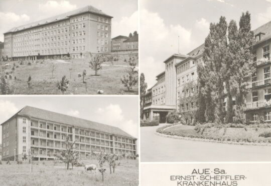 Postkarte " Aue Sa. Ernst-Scheffler-Krankenhaus"