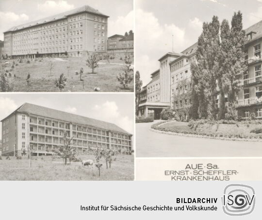 Postkarte " Aue Sa. Ernst-Scheffler-Krankenhaus"