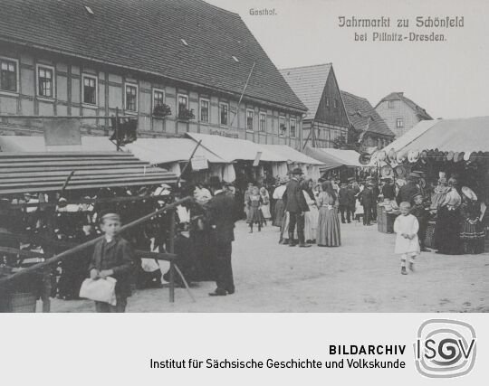 Postkarte "Jahrmarkt zu Schönfeld"