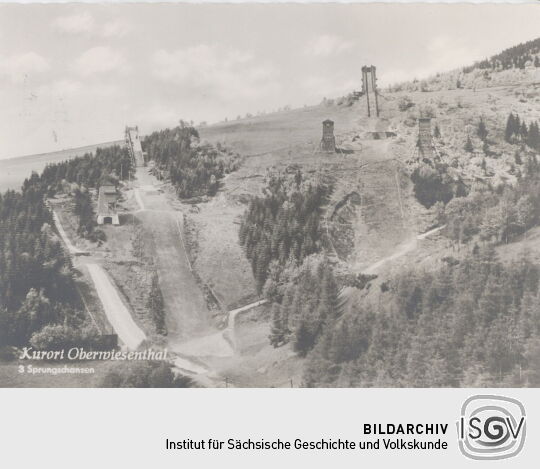 Postkarte "Drei Sprungschanzen, Oberwiesenthal"