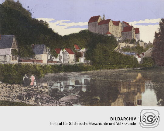 Postkarte "Schloss Colditz mit Mulde"