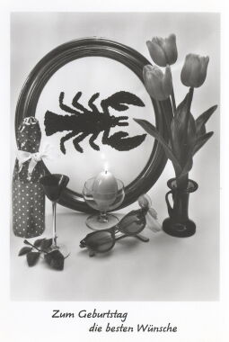 Bild: Postkarte "Zum Geburtstag, Sternzeichen Krebs"