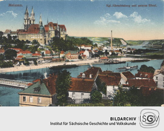 Postkarte "Kgl. Albrechtsburg und unteres Elbtal, Meissen"