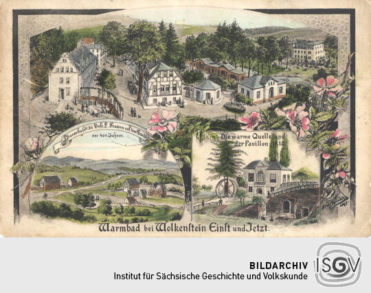 Postkarte "Warmbad bei Wolkenstein Einst und Jetzt"