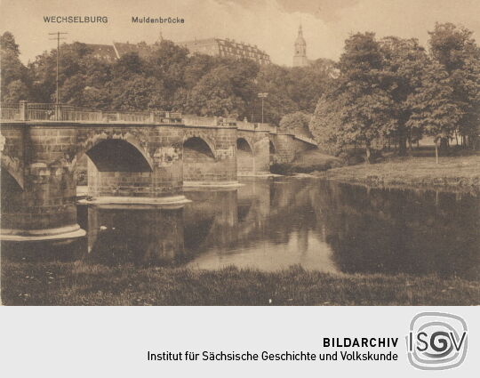 Postkarte "Muldenbrücke, Wechselburg"