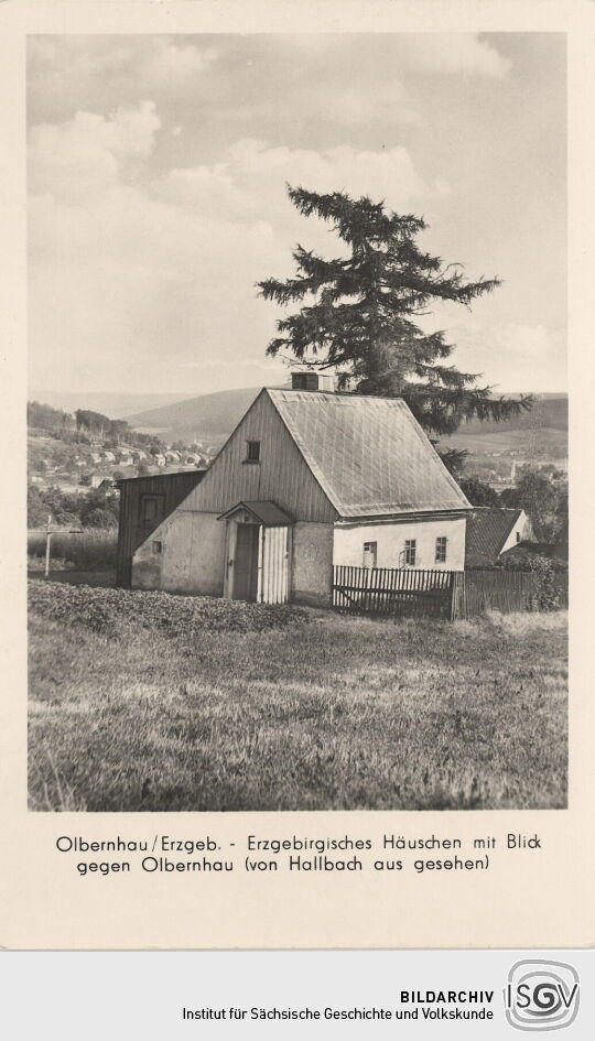 Postkarte "Erzgebirgisches Häuschen in Olbernhau"