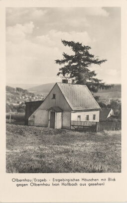 Bild: Postkarte "Erzgebirgisches Häuschen in Olbernhau"