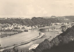 Bild: Postkarte "Blick auf Rathmannsdorf und Bad Schandau"
