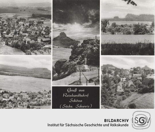 Postkarte "Gruß aus Reinhardtsdorf Schöna (Sächs. Schweiz)"