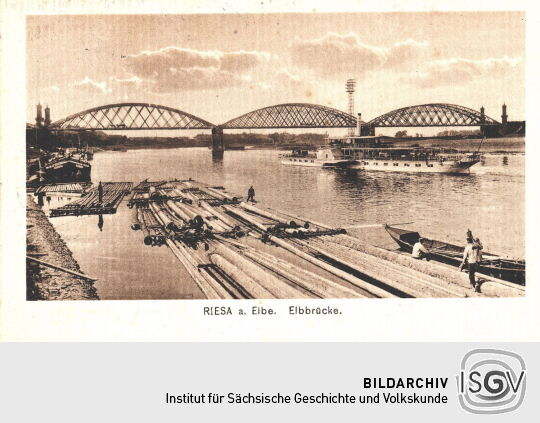 Postkarte "Elbbrücke, Riesa"