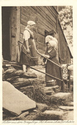 Bild: Postkarte "Heit kumm' ich ze Dir hutz'n. Bilder aus dem Erzgebirge"