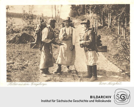 Postkarte "Eine Neuigkeit, Bilder aus dem Erzgebirge"