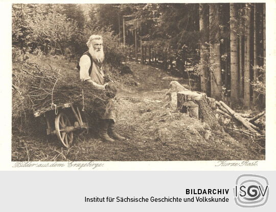 Postkarte "Kurze Rast, Bilder aus dem Erzgebirge"