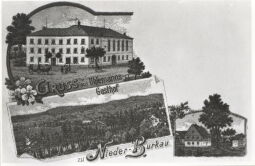 Bild: Historische Postkarte "Gruss aus Uhlemanns-Gasthof zu Nieder-Burkau"