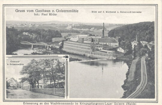 Postkarte "Gruss vom Gasthof z. Golzernmühle"