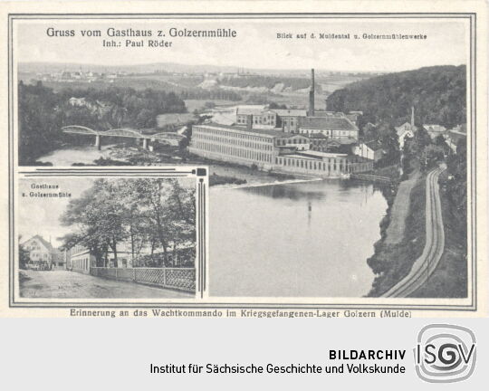Postkarte "Gruss vom Gasthof z. Golzernmühle"