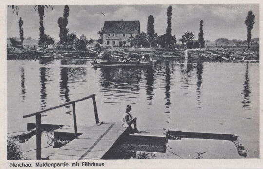 Postkarte "Nerchau, Muldenpartie mit Fährhaus"