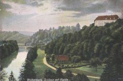 Bild: Postkarte "Wolkenburg, Schloss mit Mulde"