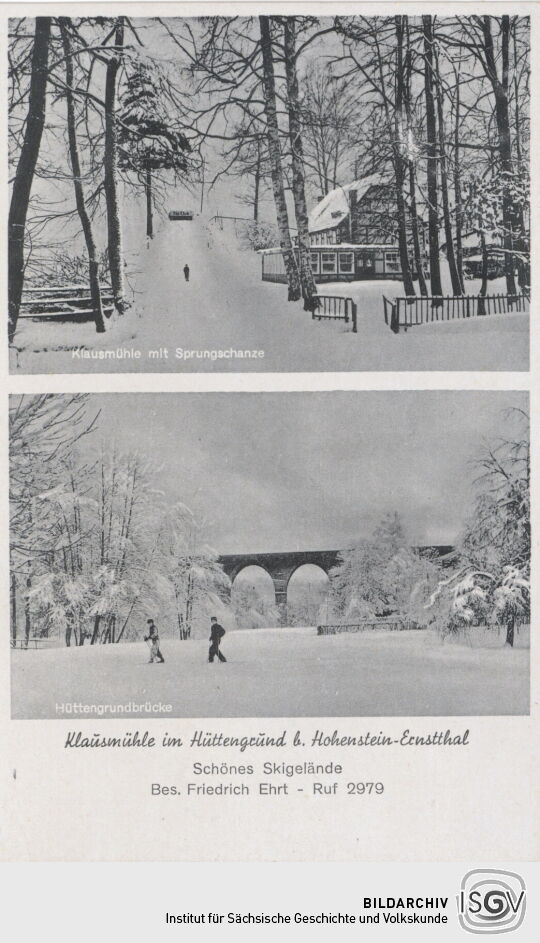 Postkarte "Klausmühle im Hüttengrund bei Hohenstein-Ernstthal"