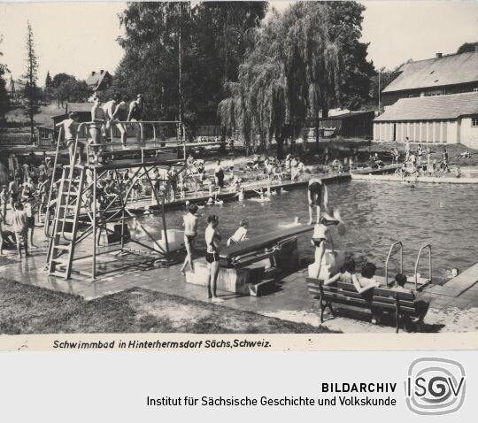 Postkarte "Schwimmbad Hinterhermsdorf"