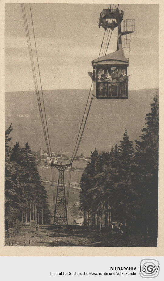 Postkarte "Oberwiesenthal mit Schwebebahn"